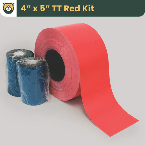 Grizzly Truss Tag Kit, 4 in W x 5 in L, Matte TT Red Film, Rolls, Black Mark Sensor, 1200 Tags/Roll, 4 Rolls/Case, 1 Case (4800 Tags), 2 Ribbons/Case