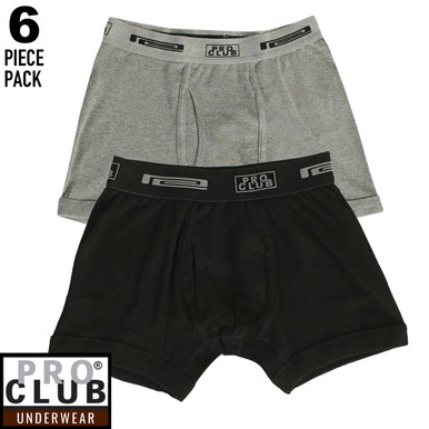 Pro Club Men's 2-Pack Soft Cotton Boxer Briefs – Black & Grey, Combed Ring-Spun
