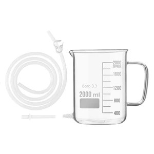 1.5 QT  Glass Enema Bucket Kit - Side Handle - With Tubings
