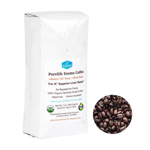 Purelife Organic Enema Coffee / 1 Lb / Medium Air Roast / WHOLE BEAN ...