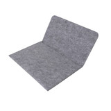 A small grey felt file pouch with a wide opening and a minimalist design, featuring a subtle brand logo.