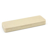 A light beige cutlery set case with a textured surface and a secure closure.