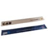 A flexible synthetic ruler in cream and navy, measuring 15 cm, with a logo on one side.