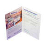 A glossy, four-page A4 brochure featuring vibrant colours and a logo, printed on 150gsm paper, opened to show both sides.