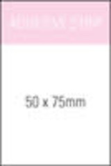 A notepad with pink and white design, featuring 25 leaves, each measuring 50 x 75 mm. It has a logo.