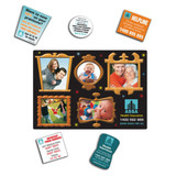 A magnetic photo frame featuring multiple frames for photos, colourful accents, and a logo in the design.