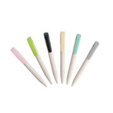 A collection of Wheat Straw Click Pens in pink, green, black, cream, mint, and grey, each featuring a clip and branding.
