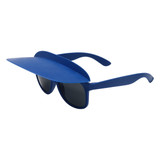 Blue Flip Up Visor Sunglasses with a wide visor and dark lenses, featuring a logo on the side.