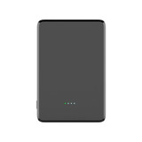 A black 5000mAh magnetic wireless power bank with indicator lights and a sleek rectangular design.