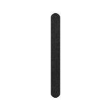 A black professional straight shape nail file with rounded ends and a textured surface. It features a branding logo.
