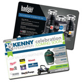 A colourful promotional counter mat featuring images of plumbing products and brands, with a sleek, modern design.