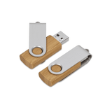 A wooden swivel drive featuring a bamboo body and a metal clip, showcasing a modern and eco-friendly design.