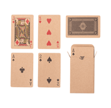 Recycled paper playing cards in earthy tones, featuring various card designs and a matching tuck box.