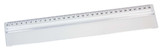 A 30cm plastic ruler in white, featuring a magnifying viewer and measurement markings along its edge.