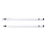 A white stylus pen with a rounded tip and a clear cap, featuring a silver band. Two pens are displayed.
