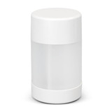 A drink bottle set featuring a sleek white design with a clear middle section and a white cap.