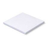 A white sticky pad with a square shape, measuring 100 x 100mm, containing 50 sheets.