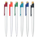 A selection of Gala Plastic Pens in various colours: red, green, blue, black, and maroon, featuring white barrels.