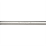 A stainless steel straw in silver, featuring a branding logo, designed for reusable drinking.