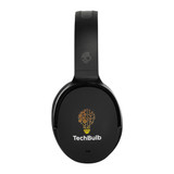 A pair of black Skullcandy Hesh ANC Wireless headphones with a design featuring a logo and a creative lightbulb illustration.