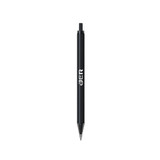 A plastic pen with a sleek black barrel, featuring a clip and a brand logo.