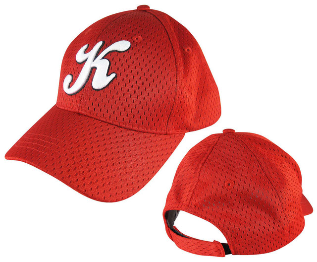 A red mesh cap featuring a white logo. The cap has a curved brim and a rear adjustable strap.