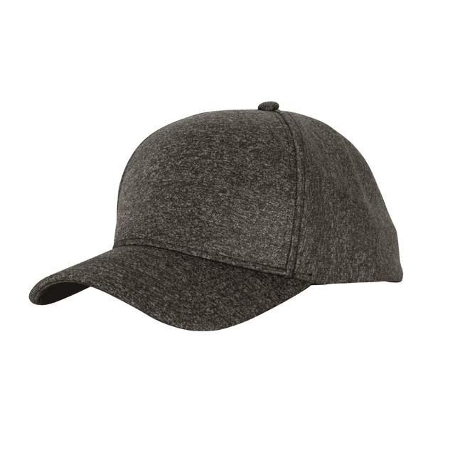 A grey two-panel cap without visible seams, featuring a curved brim and a top button.