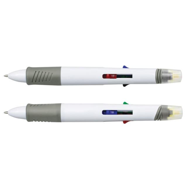 A set of two Tetra Highlighter Pens in white and grey, featuring red, blue, and green highlight colours. Each pen has a logo.