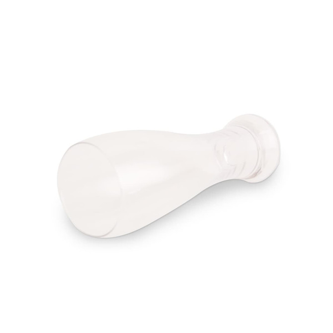 A clear pint beer glass with a smooth, curved shape and a wider rim at the top.