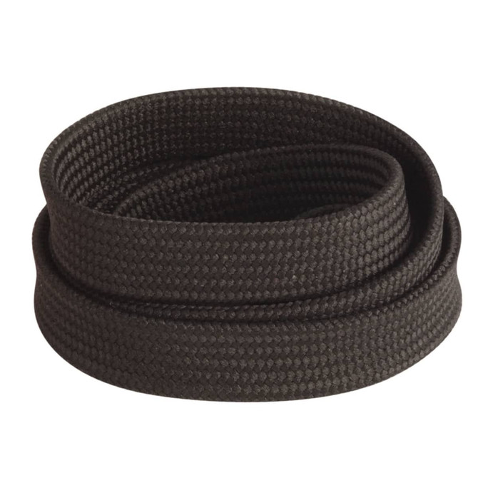 A black tubular lanyard, measuring 10mm in width, coiled neatly. It features a simple, textured design.