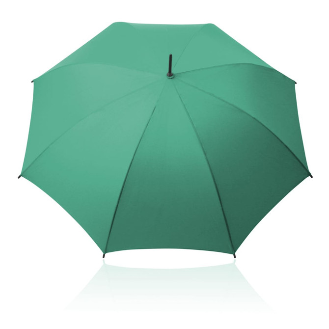 A green 61cm umbrella with a black handle and a branded logo.