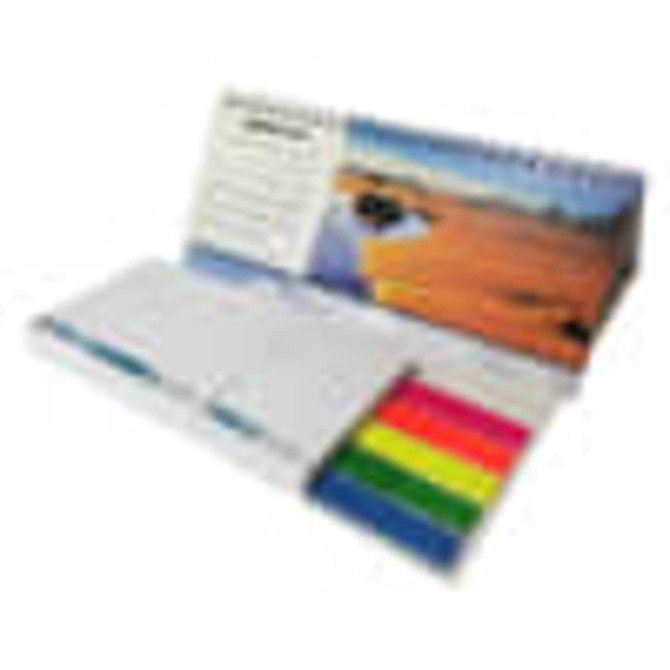 A combo pad with a landscape design featuring multiple sticky notes in vibrant colours. Includes a logo on the cover.