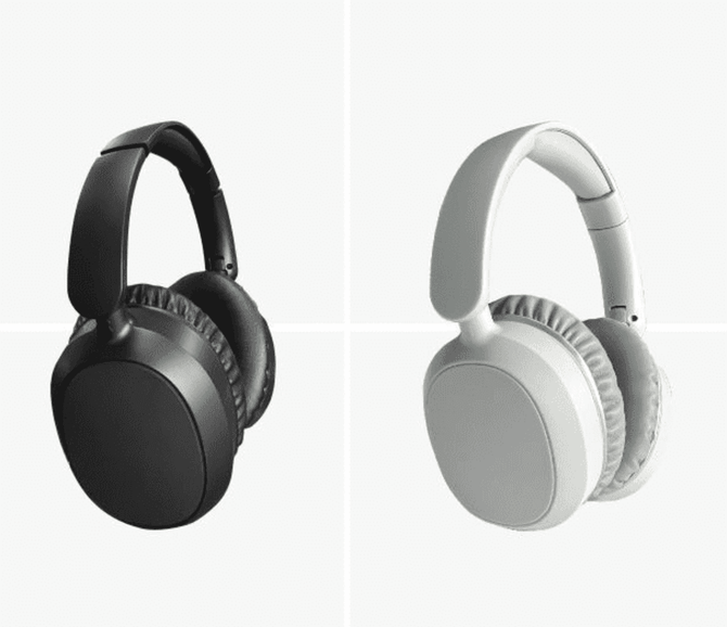 ANC Bluetooth Headphones in black and white, featuring cushioned ear cups and adjustable headbands.