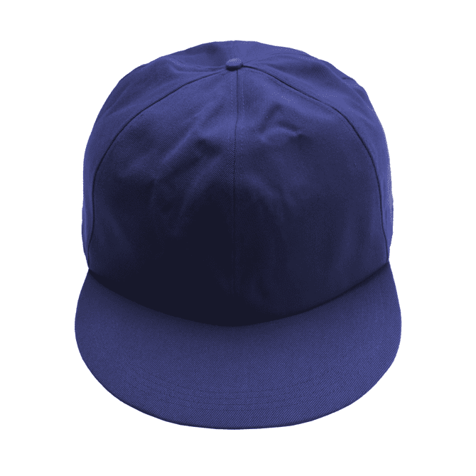 A giant navy baseball cap with a solid design and a curved brim. It features a logo on the side.