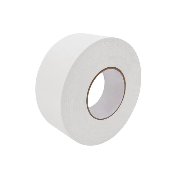 A roll of white water-activated gummed kraft paper tape on a cardboard core, featuring a smooth finish.