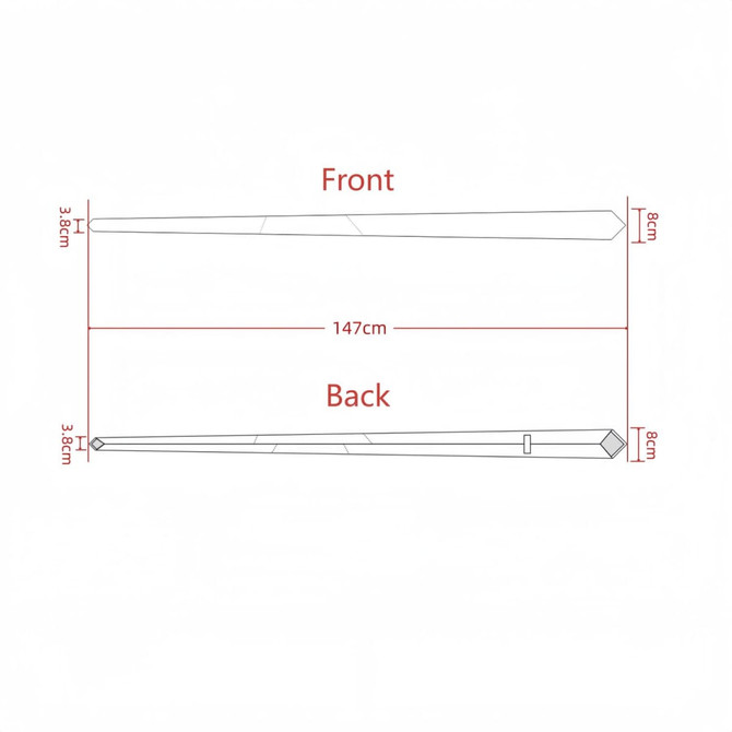 A 100% polyester printed tie, measuring 8cm wide and 147cm long, featuring a pointed tip design.