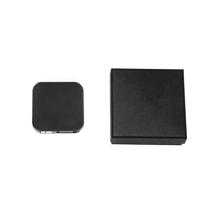A sleek black 60W 4-in-1 retractable charging cable and a matching black box. The cable features a built-in phone stand.