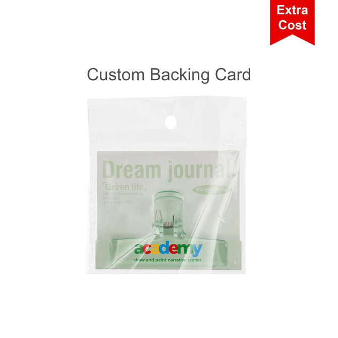 A pack of translucent plastic clips in a clear bag with a custom backing card, featuring light green clips.
