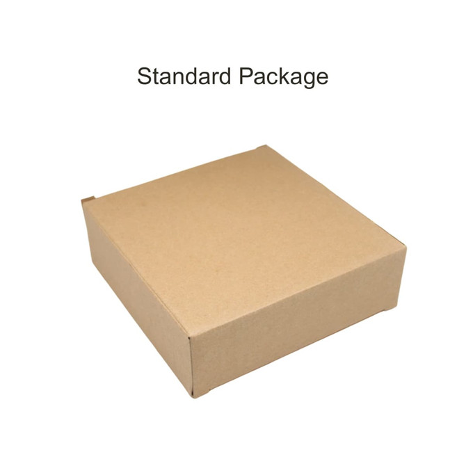 A brown cardboard box with a square shape, designed for packaging and delivery.