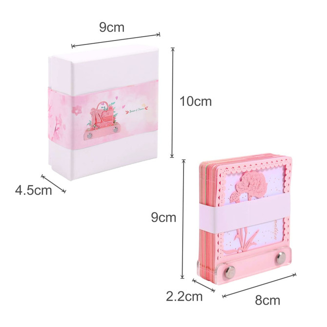 A pink 3D paper art handbag tear-off notepad with a white and pink box, featuring decorative elements.