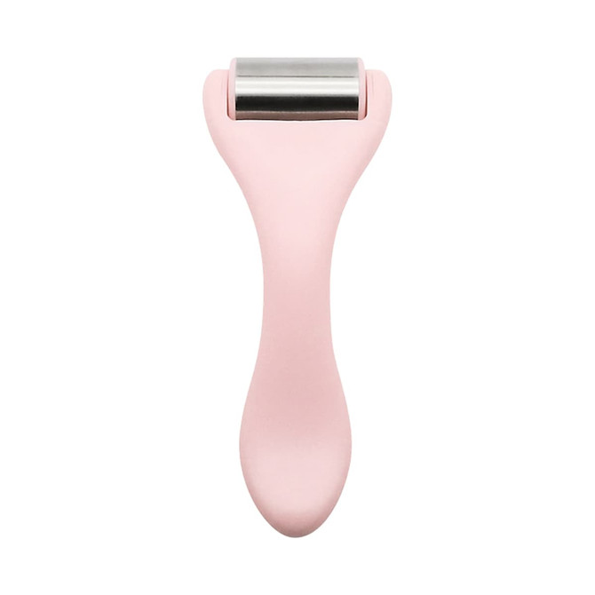 A pink Face Ice Roller with a stainless steel roller head, designed for facial use. It features a simple, ergonomic shape.