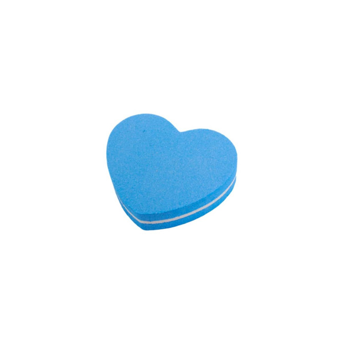 A pack of 50 heart-shaped nail files in blue, featuring a white stripe in the centre.