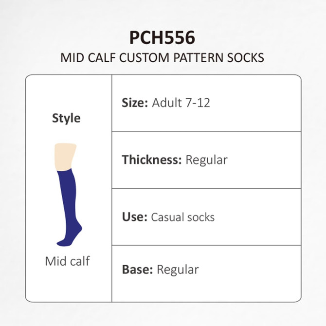 A pair of mid-calf socks in a solid colour, featuring a logo and designed for casual wear.