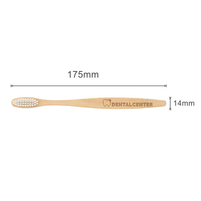 A large bamboo toothbrush, 175mm in length, featuring a light brown colour and a textured head for brushing.