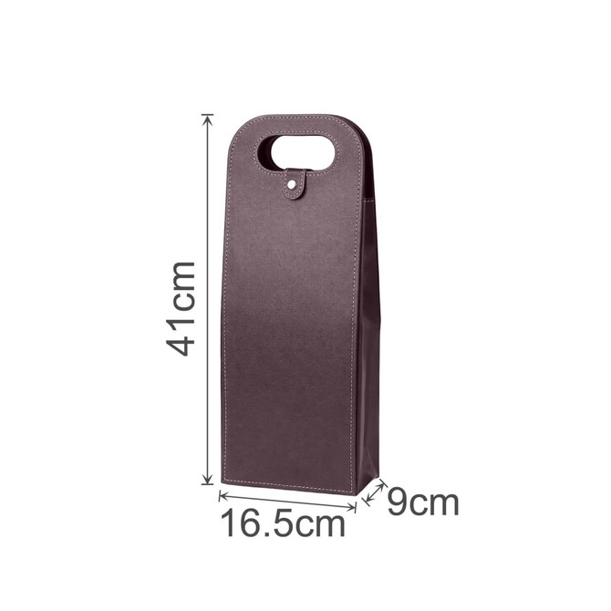A drink bottle bag in a dark purple shade, featuring a handle and dimensions of 41cm by 16.5cm by 9cm.
