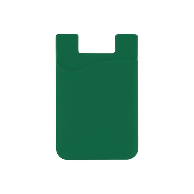 A green wavy silicone phone wallet with a subtle wave design and an opening at the top, featuring a logo.