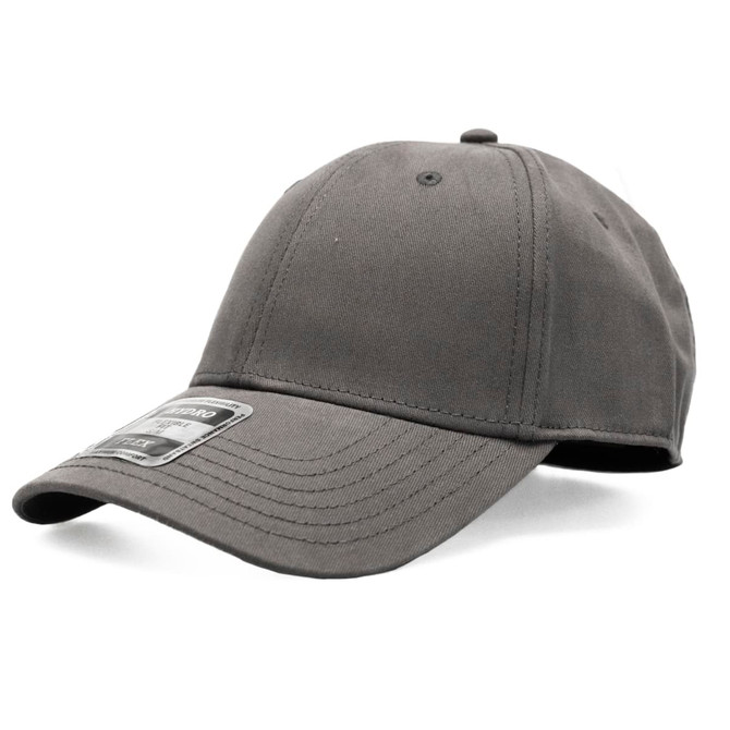 A cap in a grey colour featuring a logo on the front. It has a classic design with a curved brim.