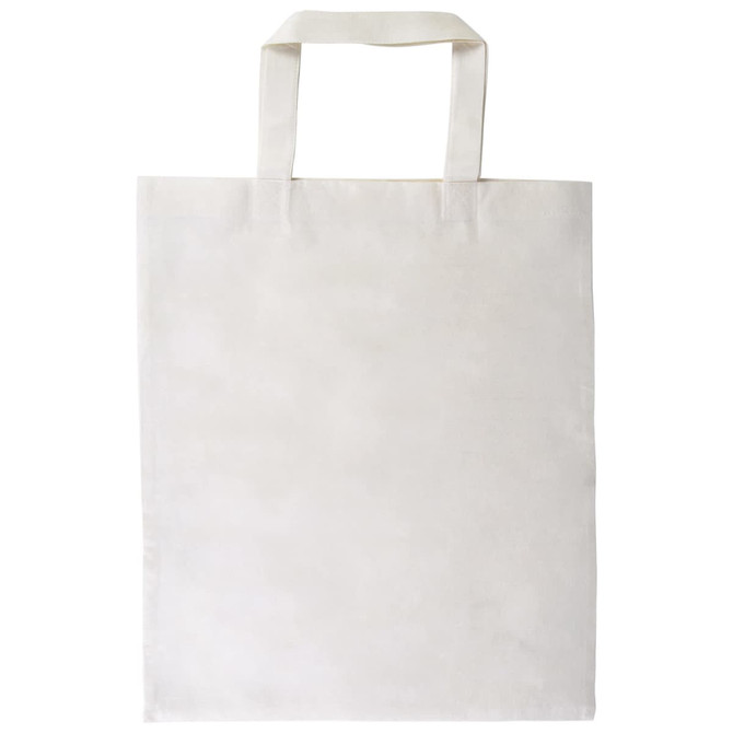 A plain cream bamboo tote bag with two sturdy handles and no visible branding.