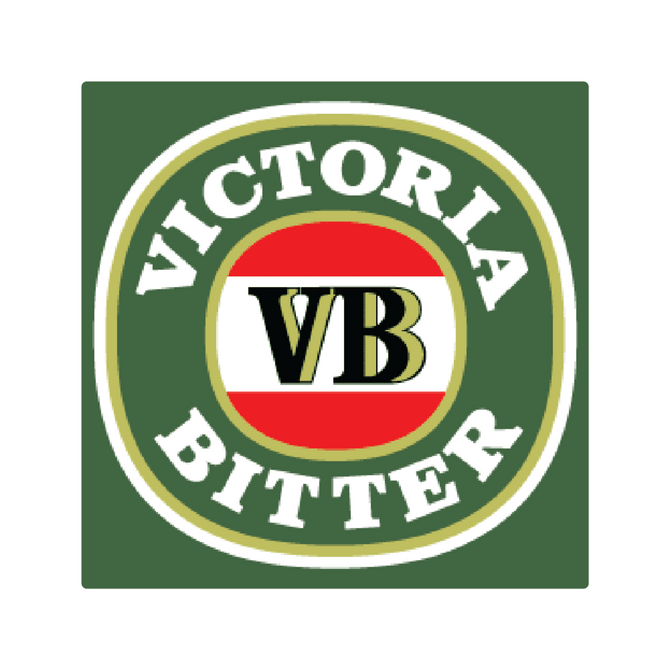 A green square coaster featuring a circular logo with red, white, and black elements, and a gold border.