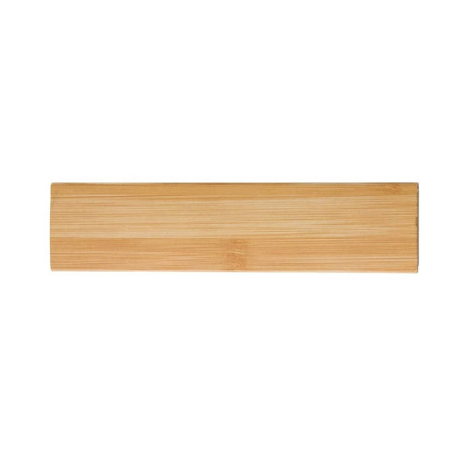 A bamboo writing set holder featuring a smooth, natural finish, suitable for storing pens and pencils.